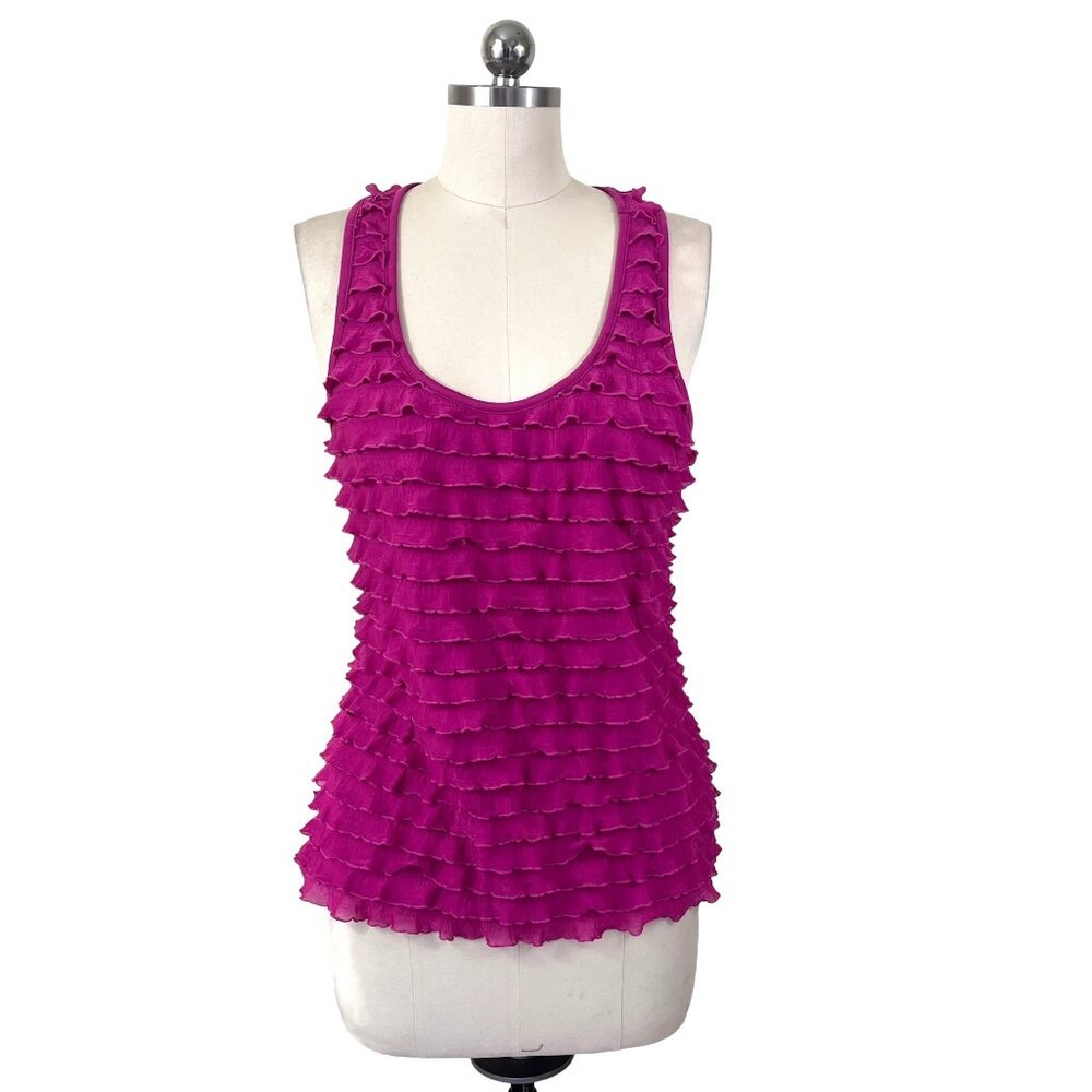 Apt. 9 Y2K Top Womens Medium Pink Solid Ruffle MCBling Curly Girly FairyCore 00